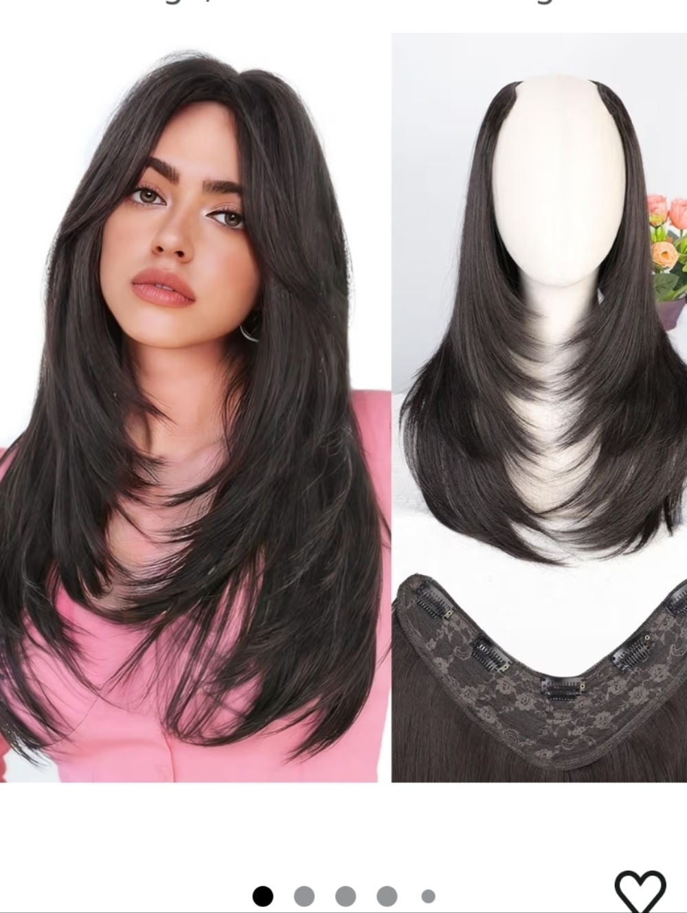 Clip in Hair Extensions Black Brown 22"